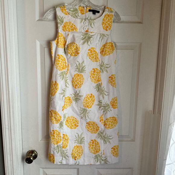 Brooks Brothers Women's Pineapple Summer Shift Dress Size 2 Petite Preppy Style - Picture 1 of 6